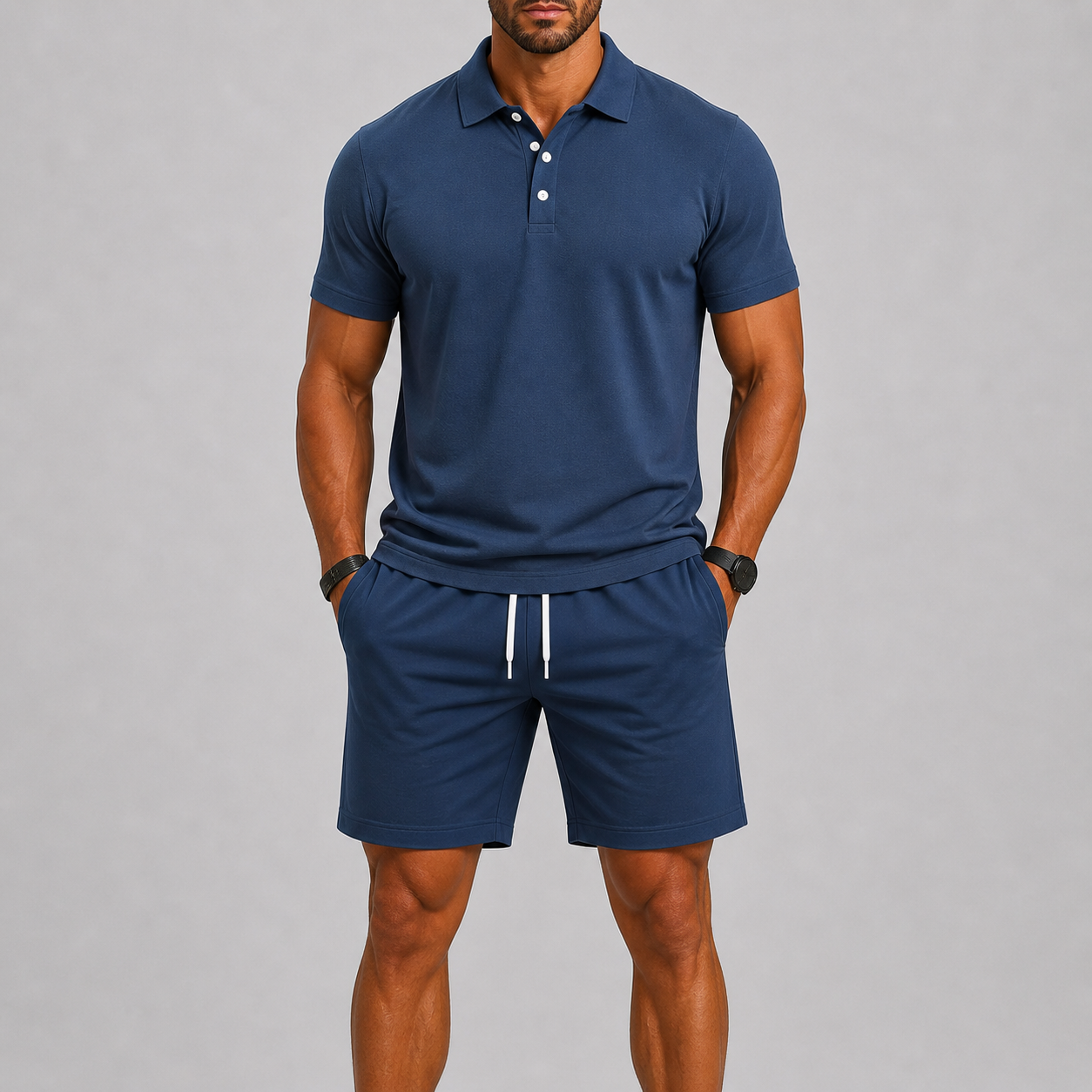Sommersportssæt til mænd – polo og shorts, letvægtskomfort