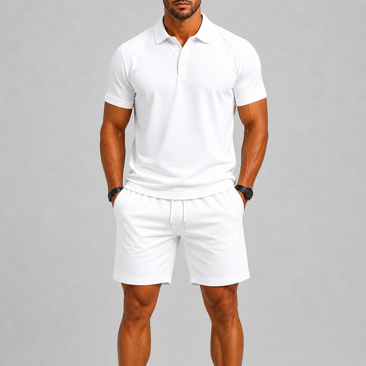 Sommersportssæt til mænd – polo og shorts, letvægtskomfort