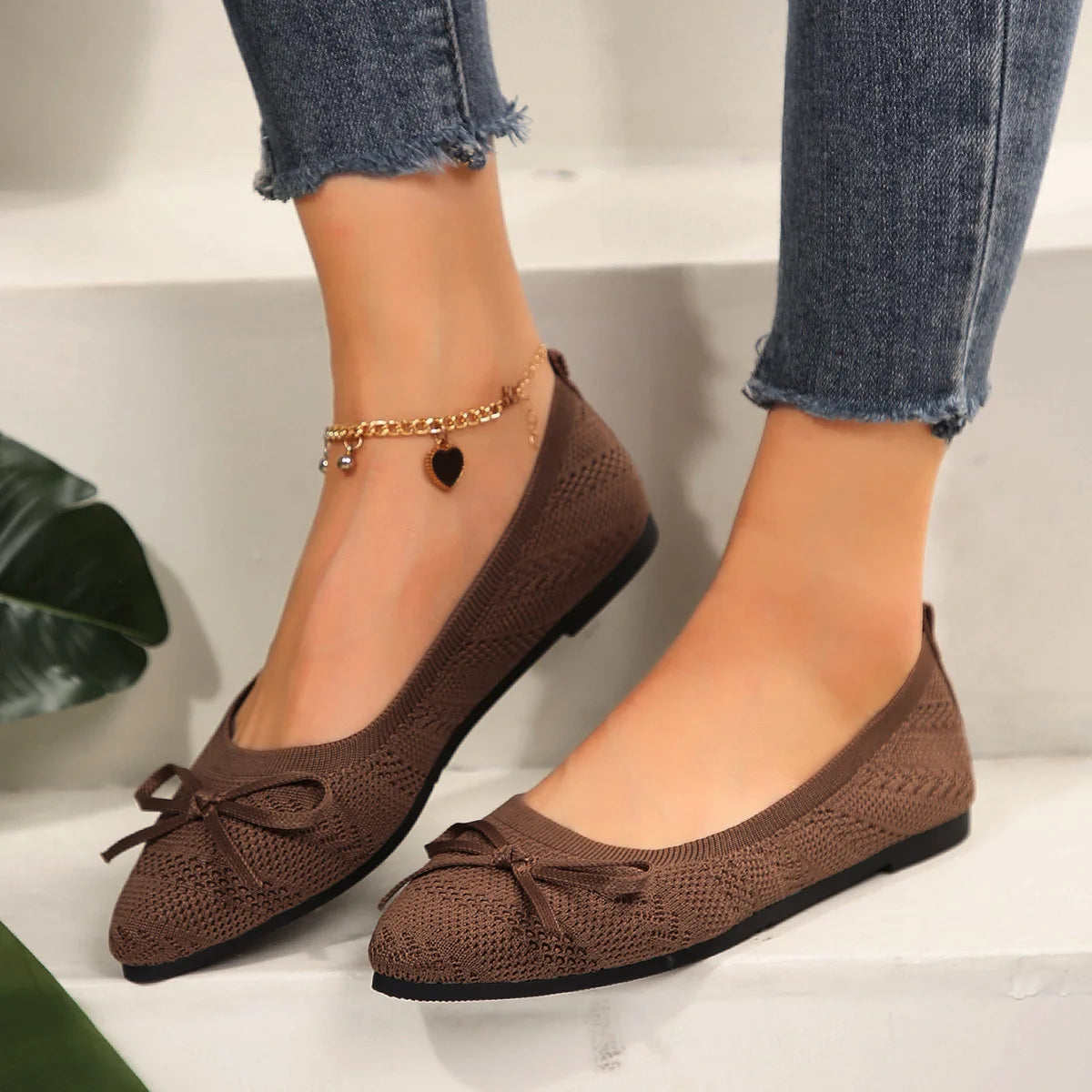 Spidssnudede slip-on-ballerinaer til damer