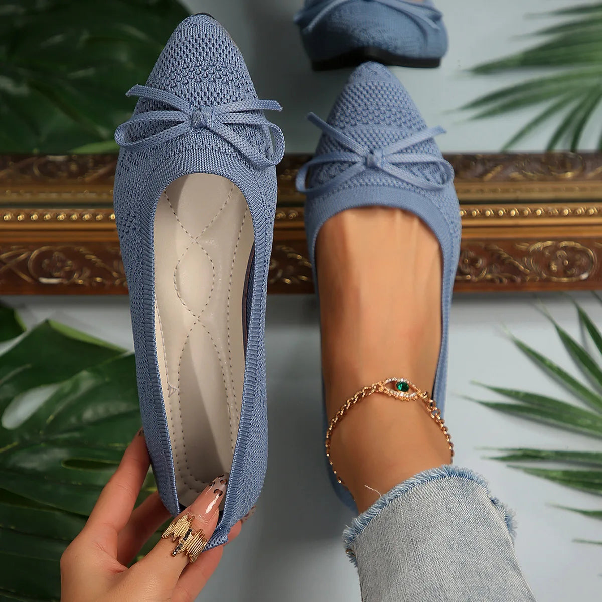 Spidssnudede slip-on-ballerinaer til damer