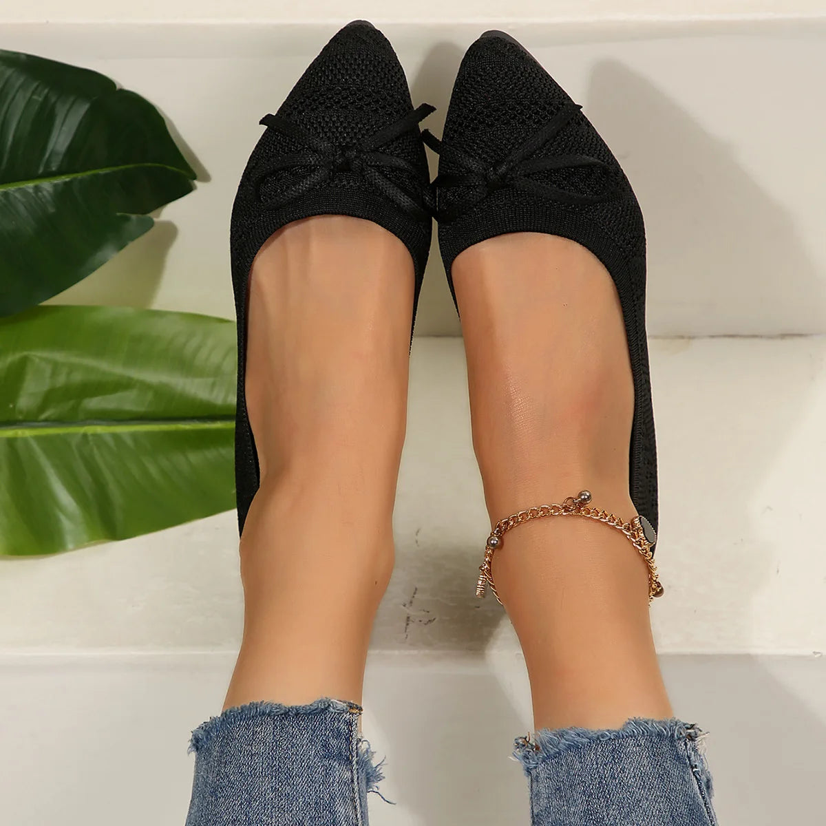 Spidssnudede slip-on-ballerinaer til damer