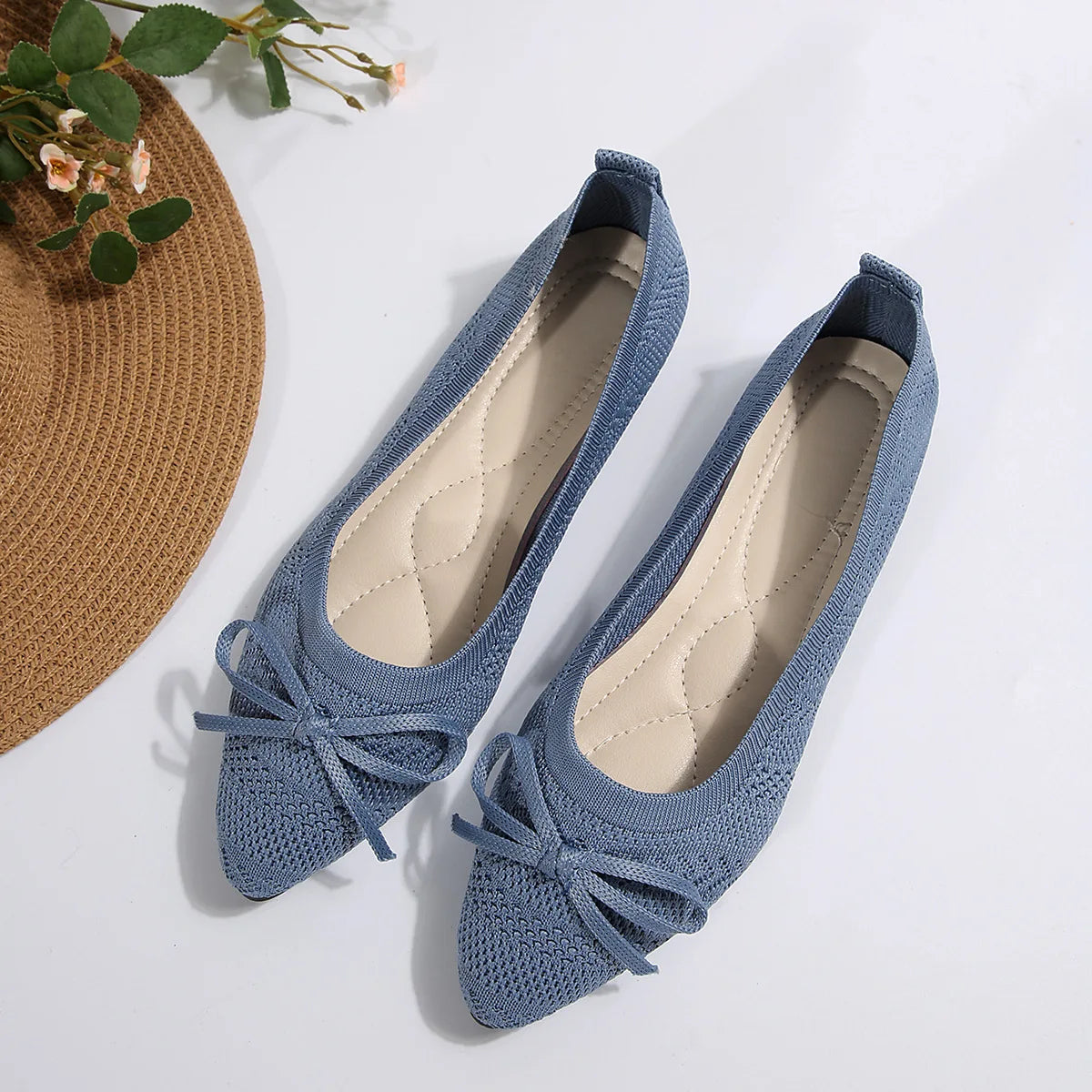 Spidssnudede slip-on-ballerinaer til damer