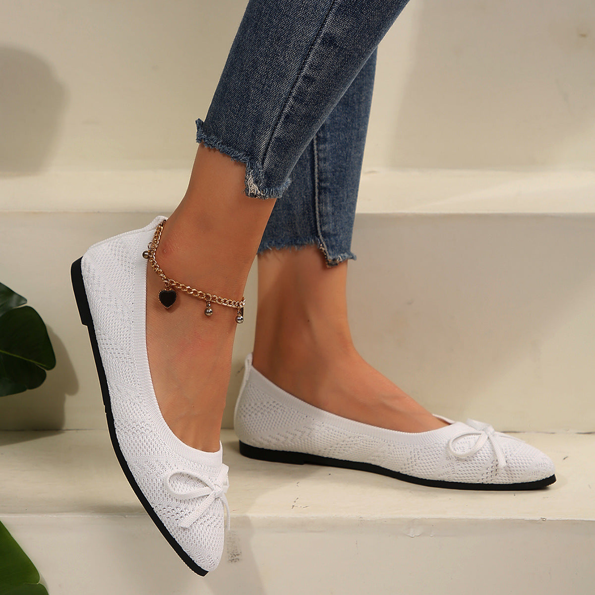 Spidssnudede slip-on-ballerinaer til damer