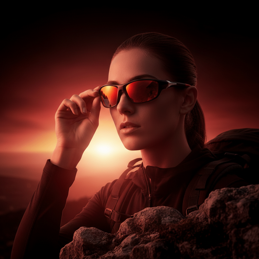 Sportsolbriller med polariserede glas og UV400-beskyttelse