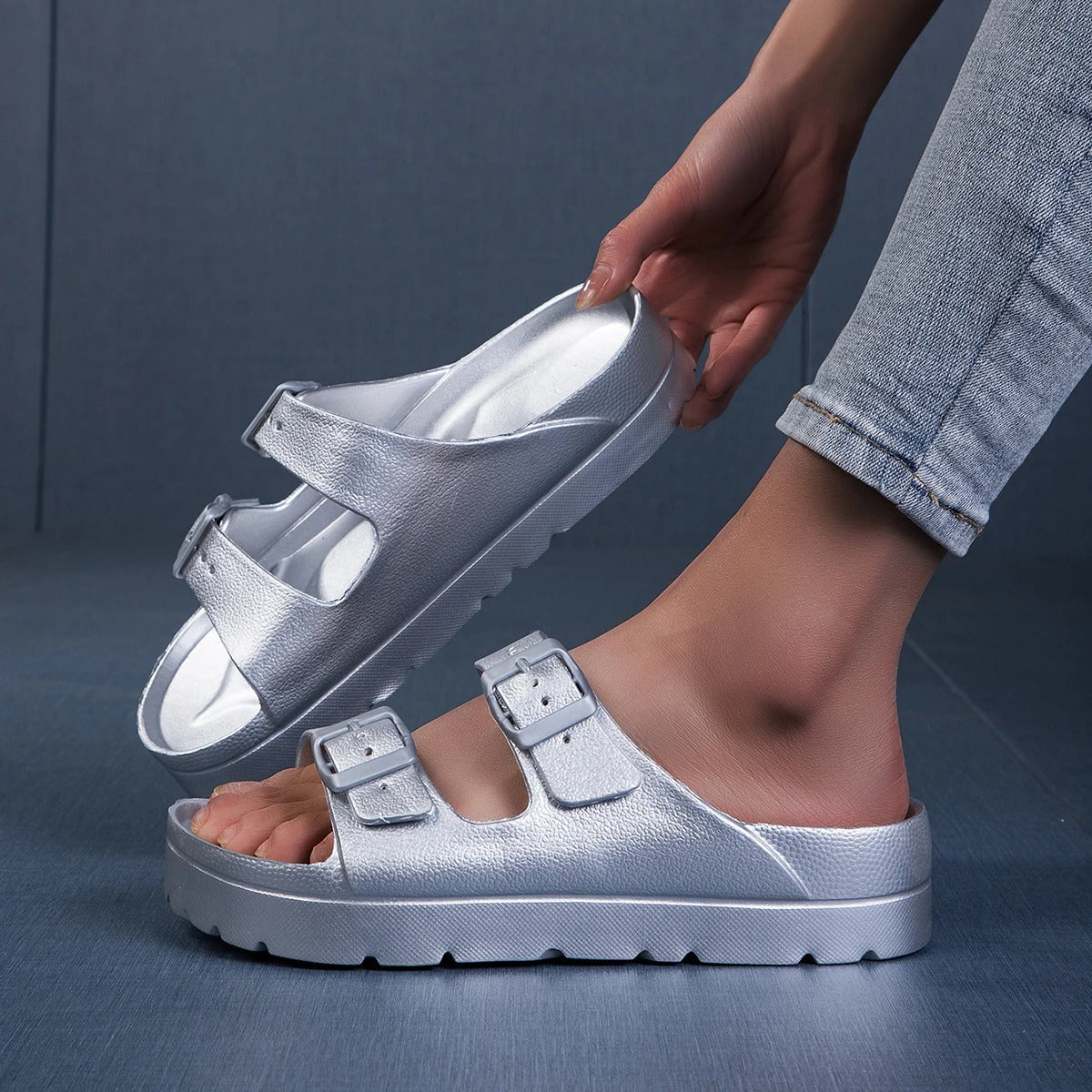 Stødabsorberende slippers med tyk sål til kvinder