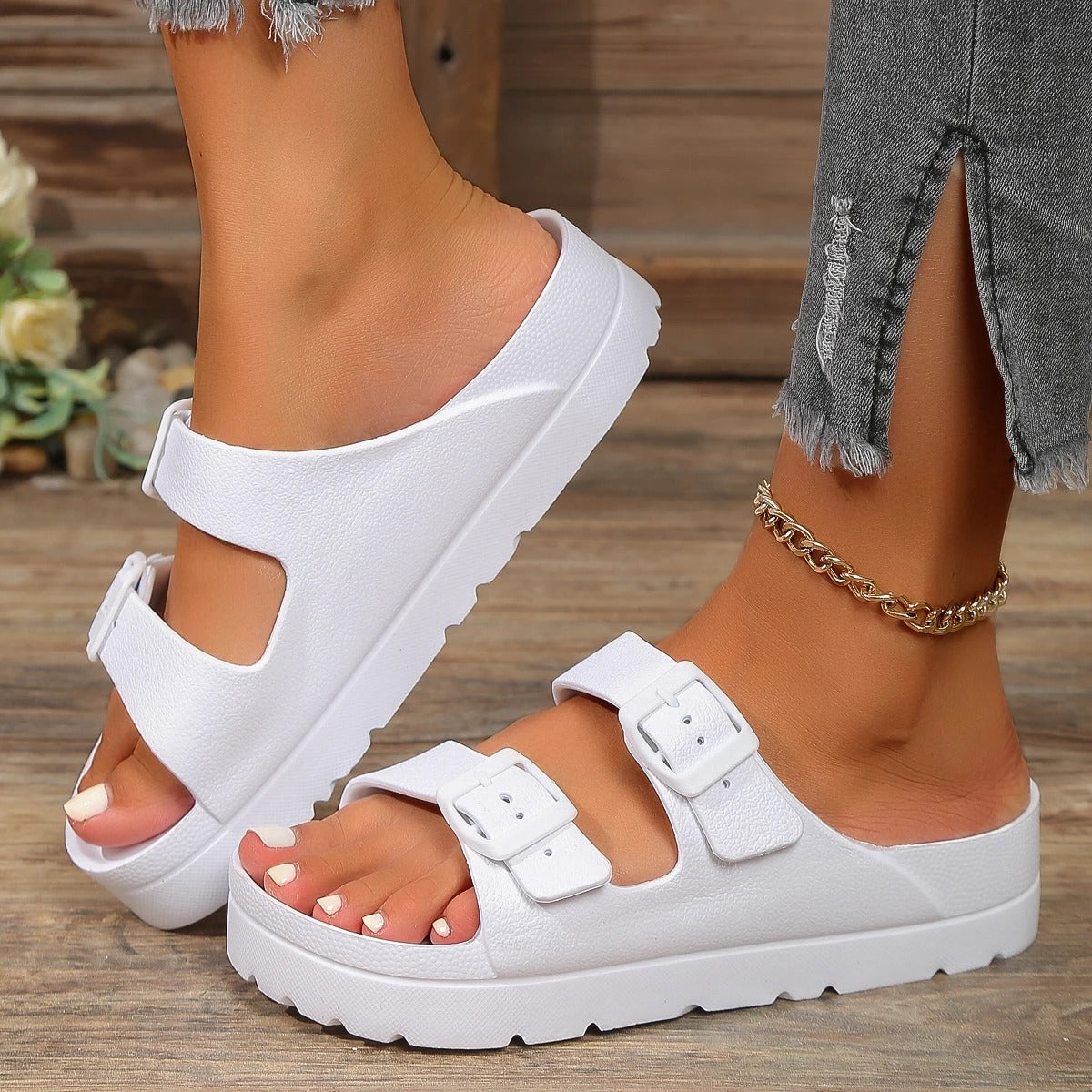 Stødabsorberende slippers med tyk sål til kvinder