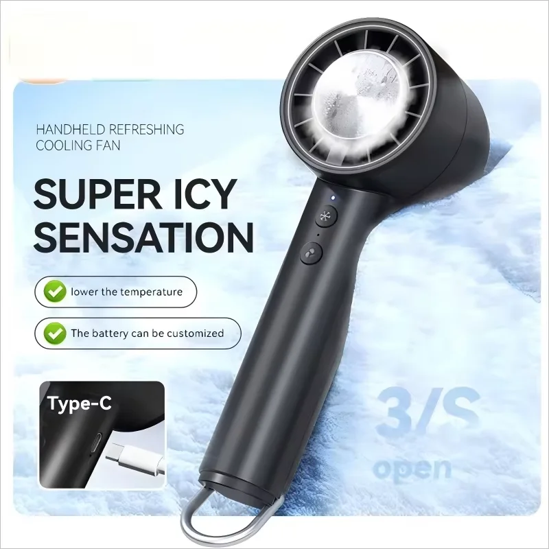 Støjsvag højhastigheds-USB-håndventilator – Bærbar lille ventilator med LED-display, høj vindstyrke og kølefunktion