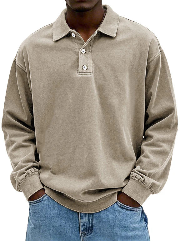 Stilfuld langærmet poloshirt