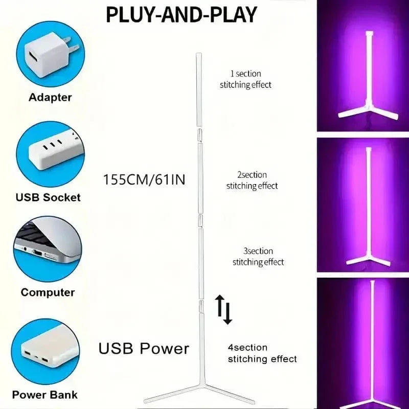 Stilren RGB-hjørnelampe med fjernbetjening - Moderne belysning