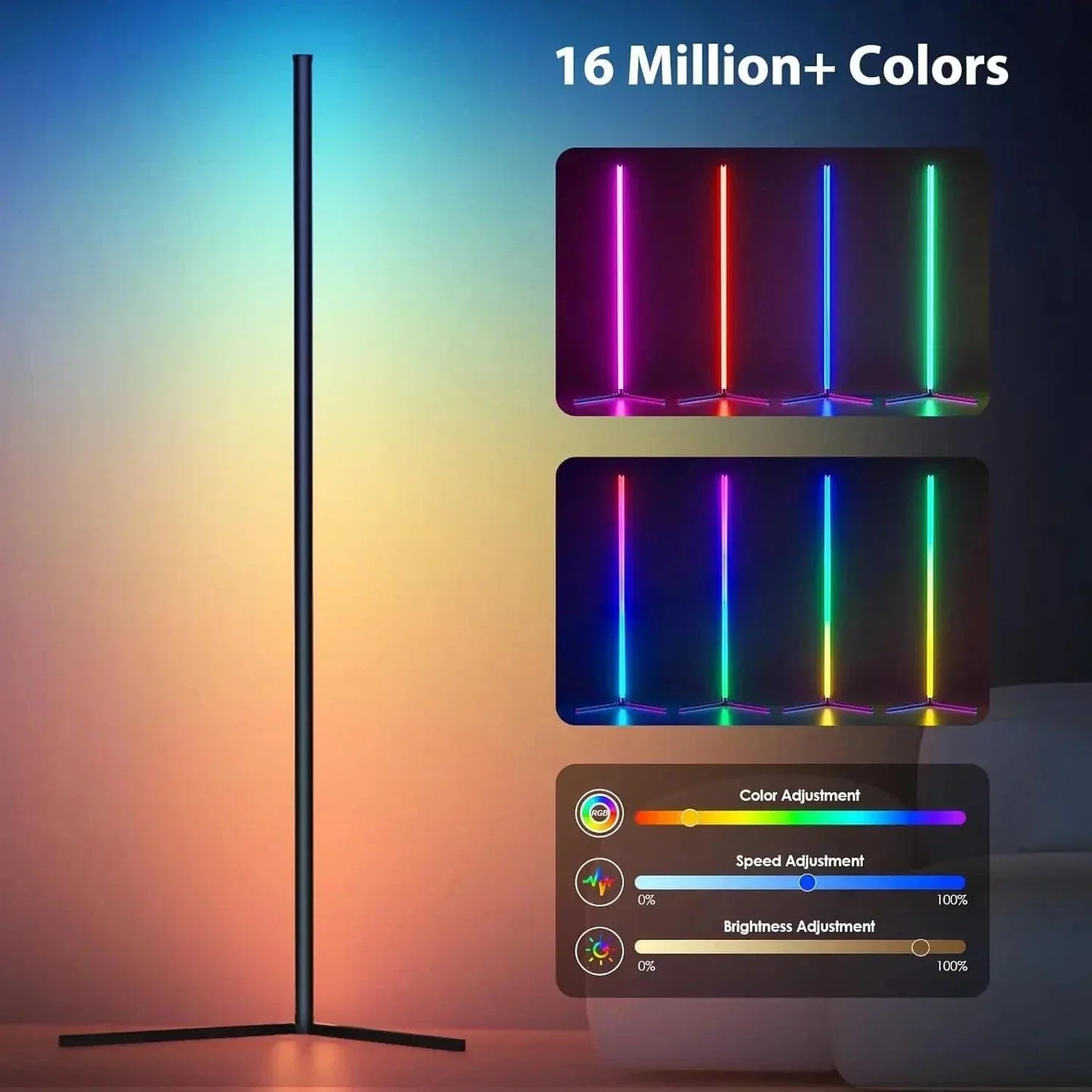 Stilren RGB-hjørnelampe med fjernbetjening - Moderne belysning