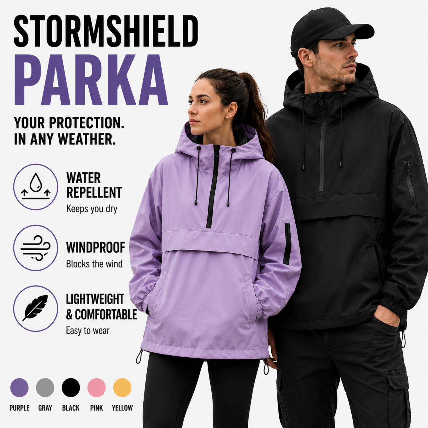 Stormbeskyttende parka