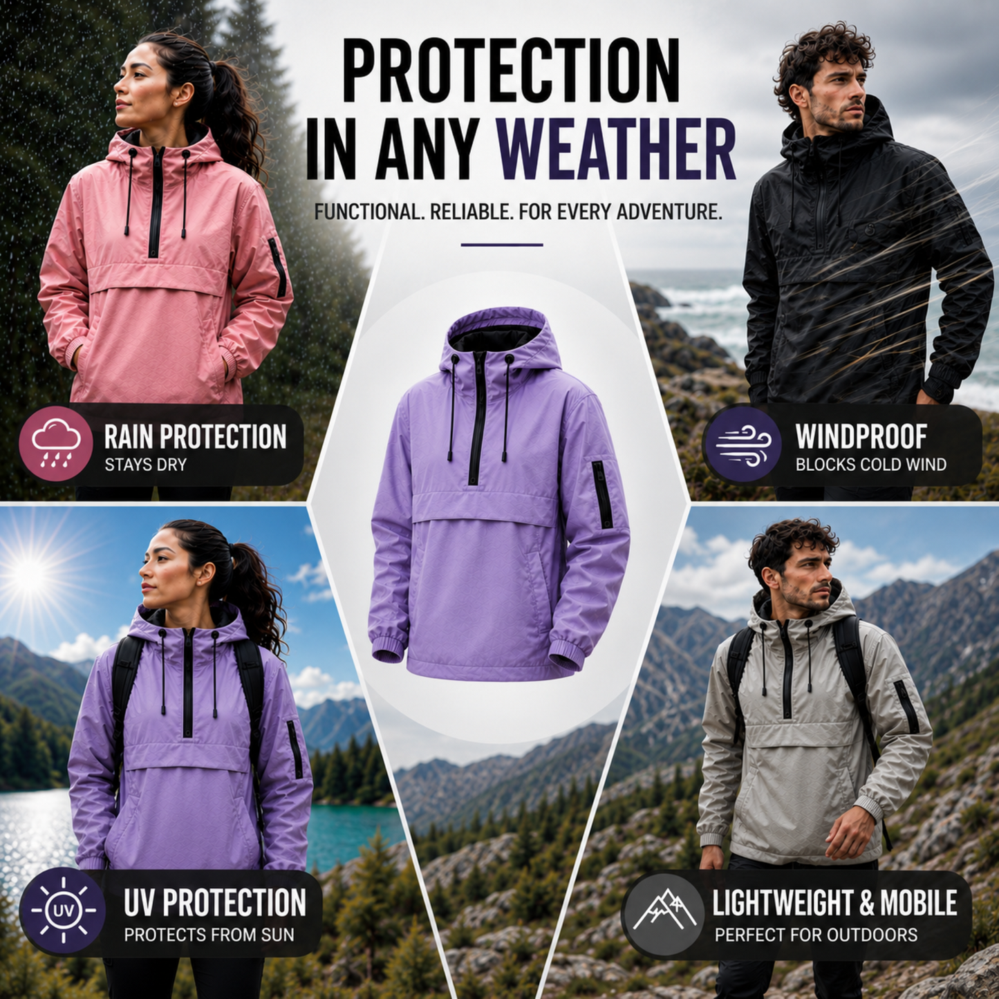 Stormbeskyttende parka