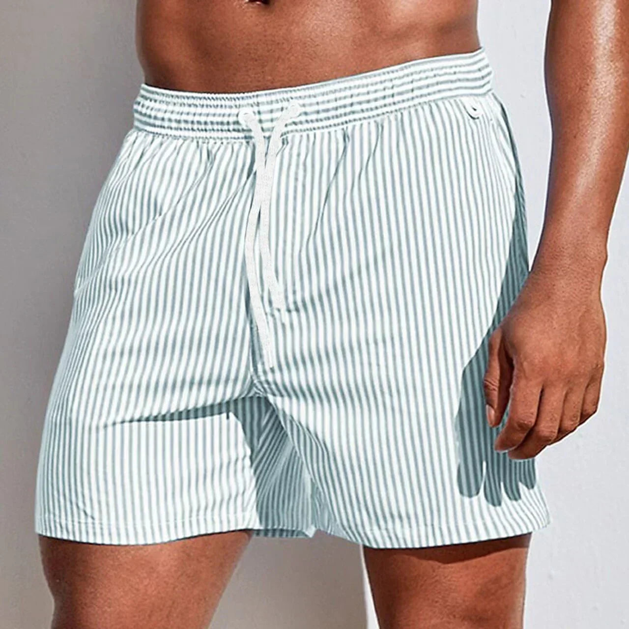 Stribede atletiske badeshorts til mænd