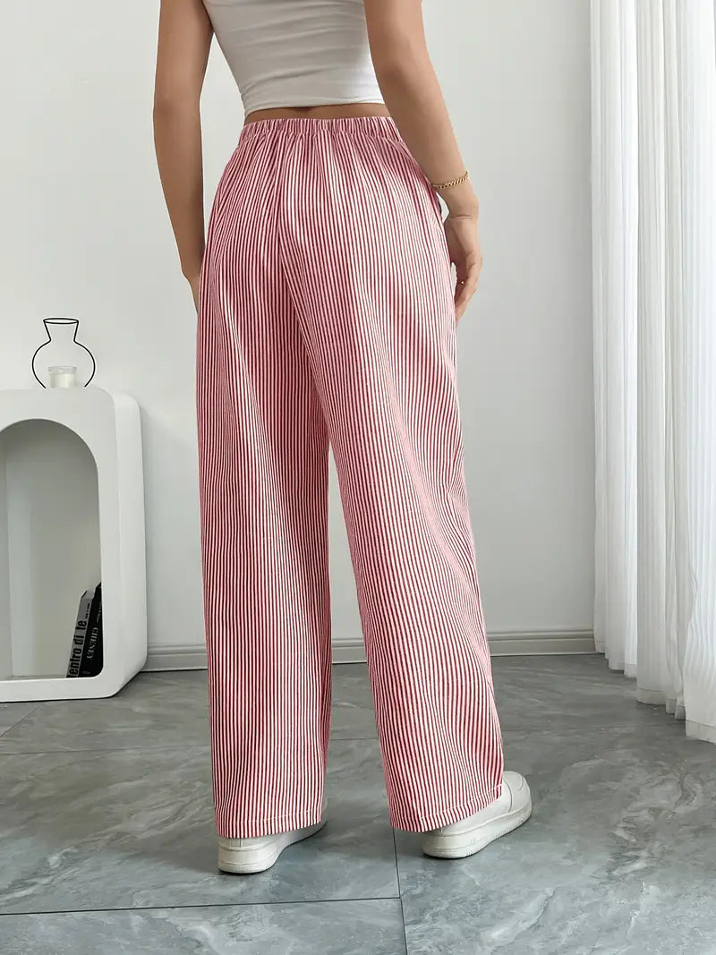 Stribede wide leg-bukser til damer