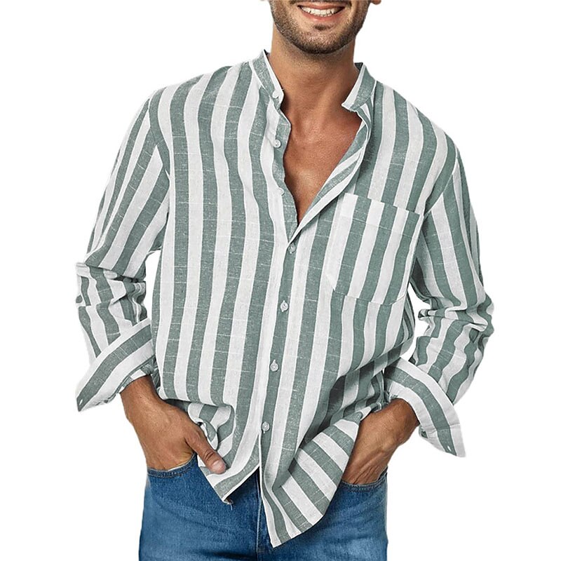 Stribet casual herreskjorte med lange ærmer
