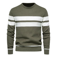 Stribet herresweater med rund hals