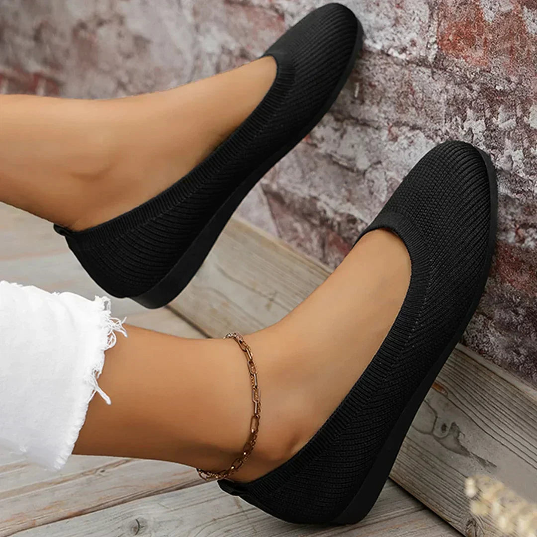 Strikkede slip-on-ballerinaer til damer