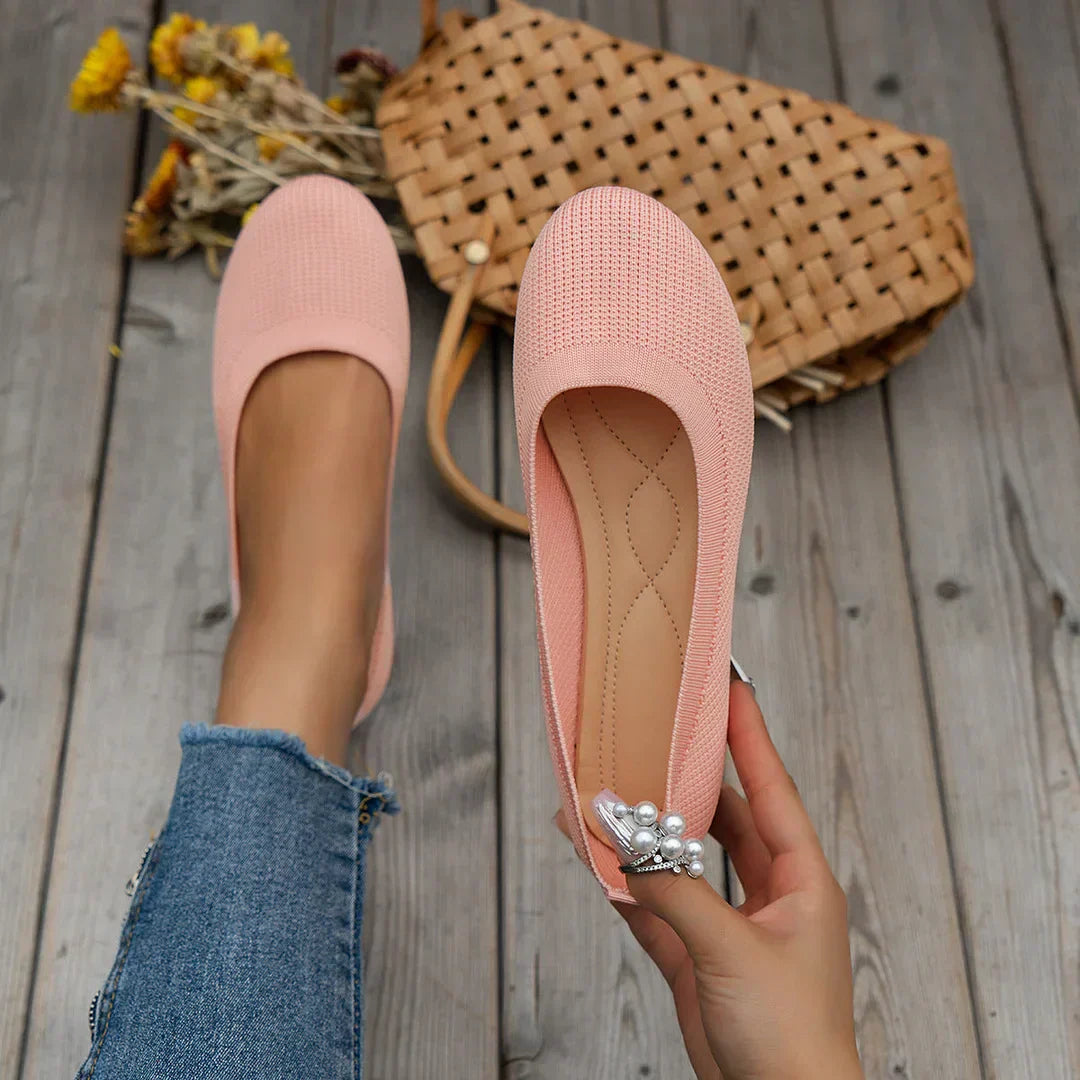 Strikkede slip-on-ballerinaer til damer