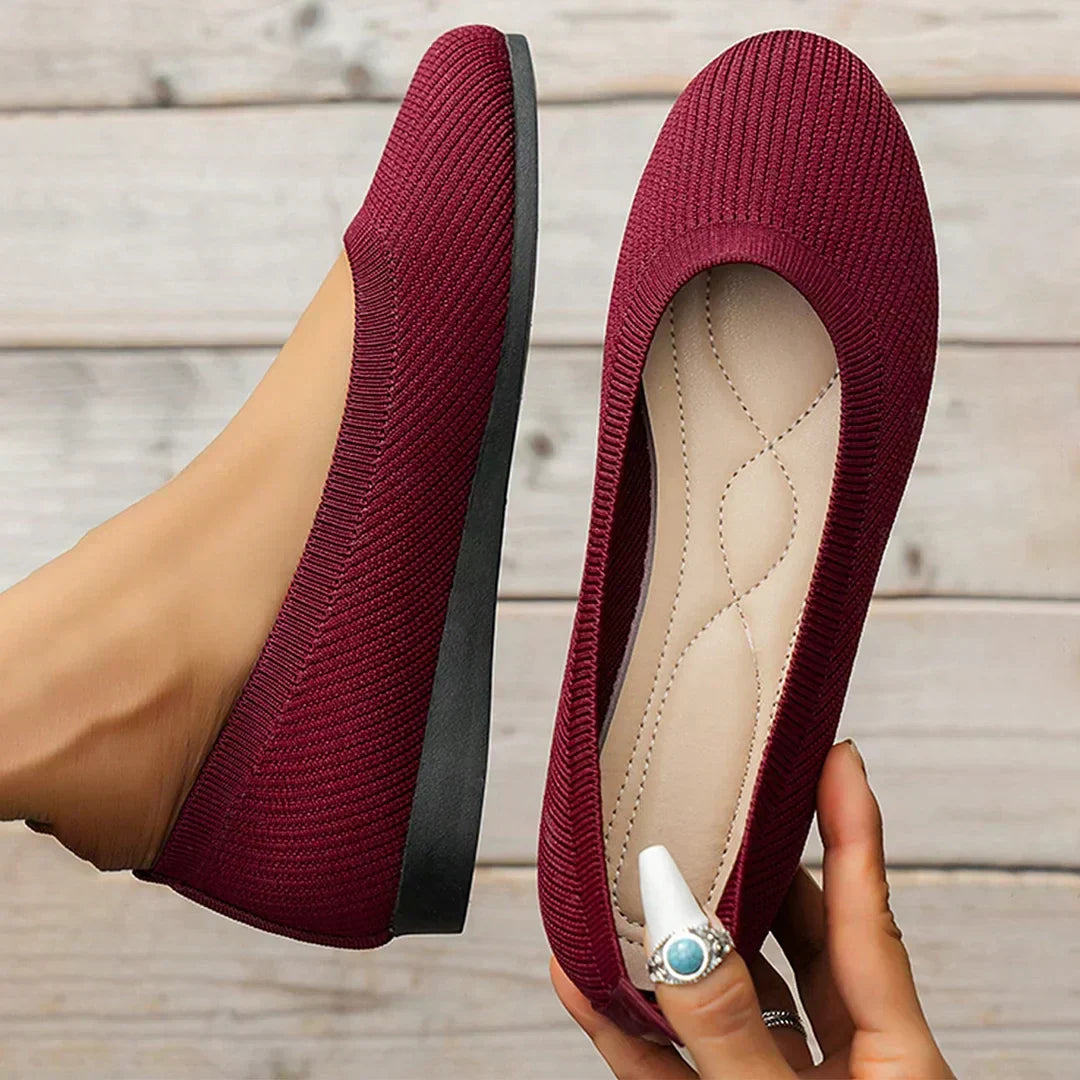 Strikkede slip-on-ballerinaer til damer