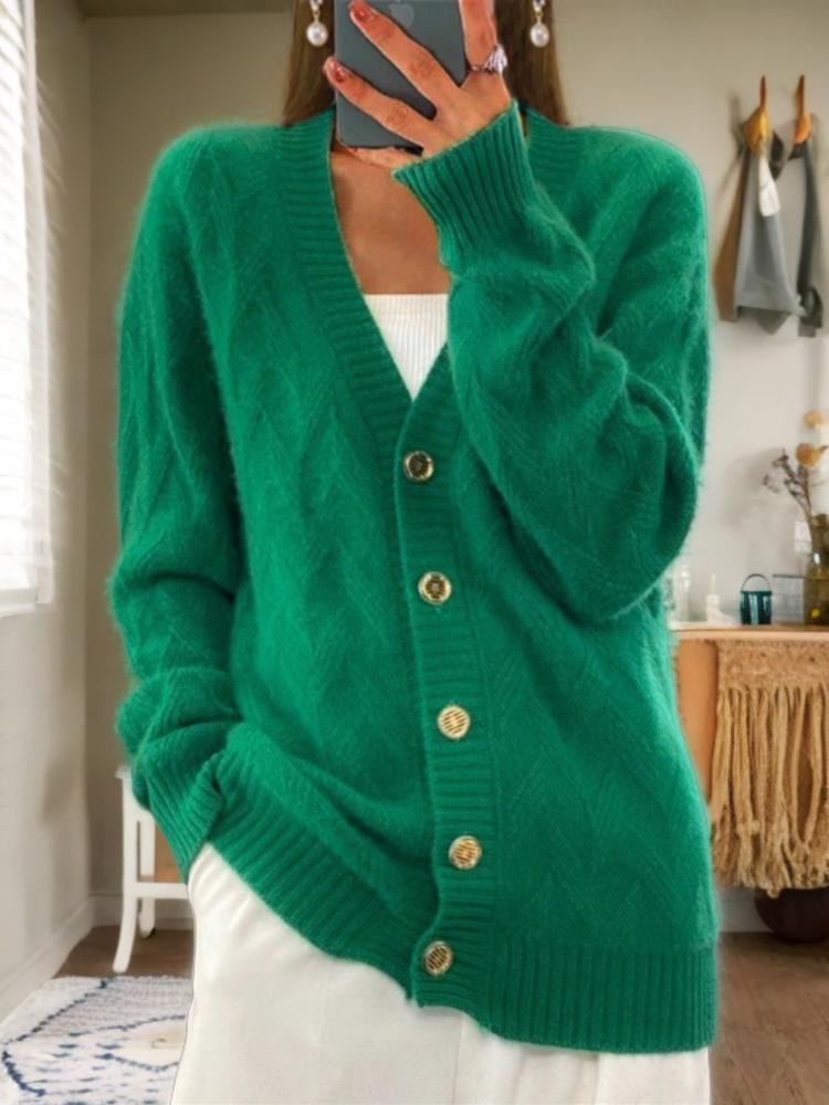Strikket cardigan med knapper foran til damer