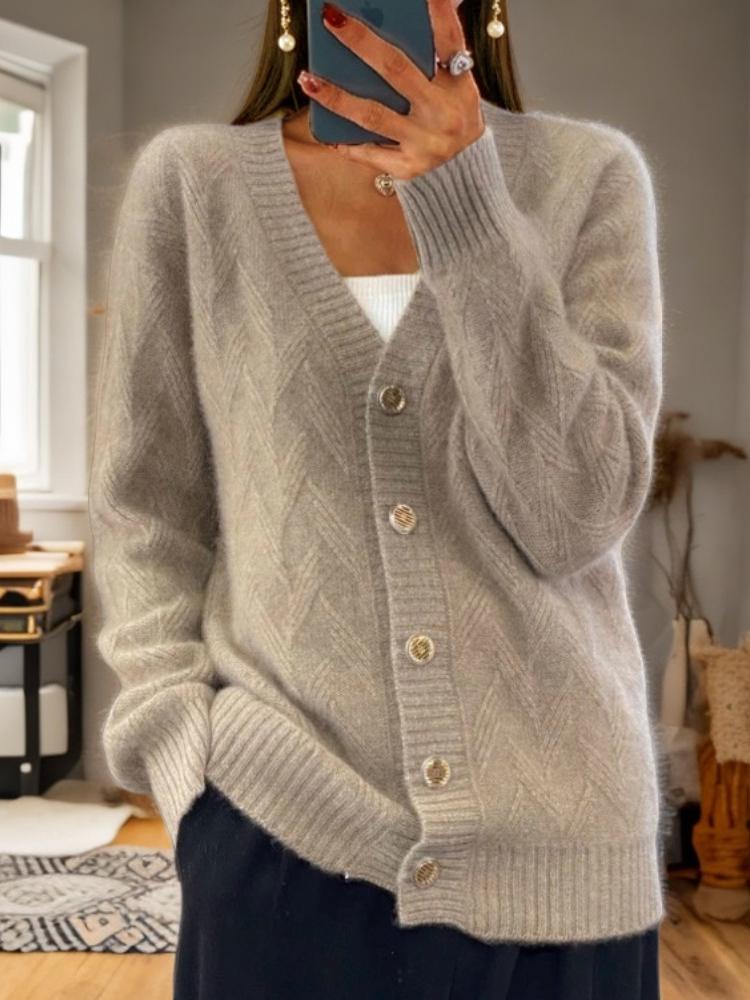 Strikket cardigan med knapper foran til damer