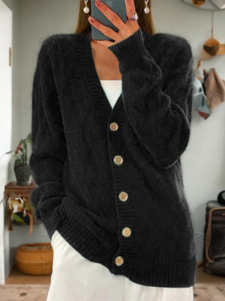 Strikket cardigan med knapper foran til damer