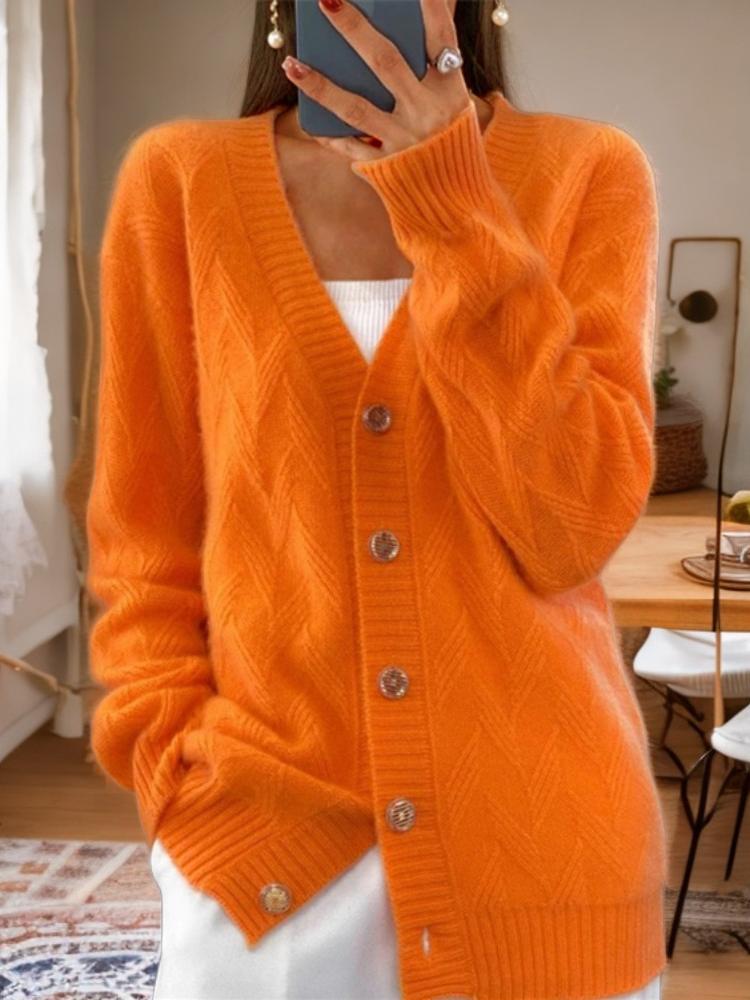 Strikket cardigan med knapper foran til damer