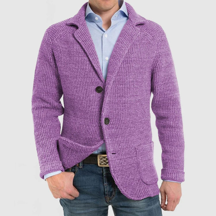 Strikket herreblazer med to knapper