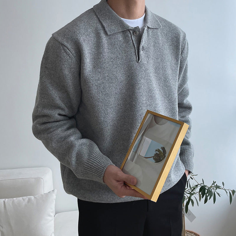 Striktrøje med knapper til herrer