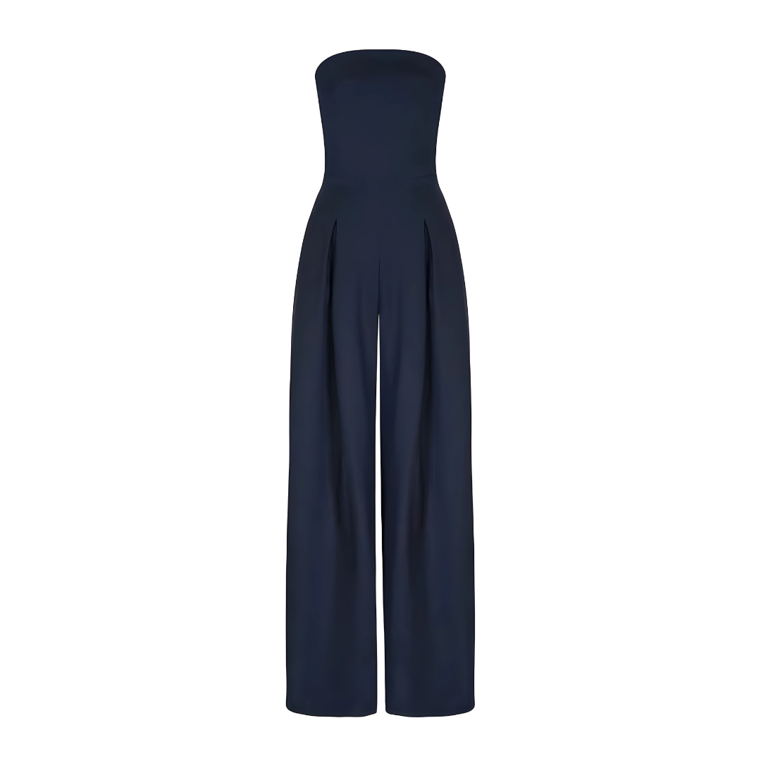 Stropløs damejumpsuit med brede ben