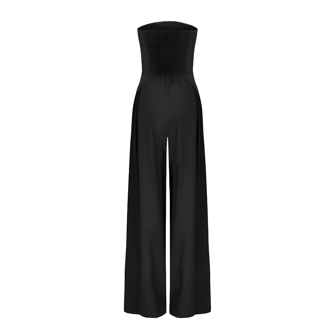 Stropløs damejumpsuit med brede ben