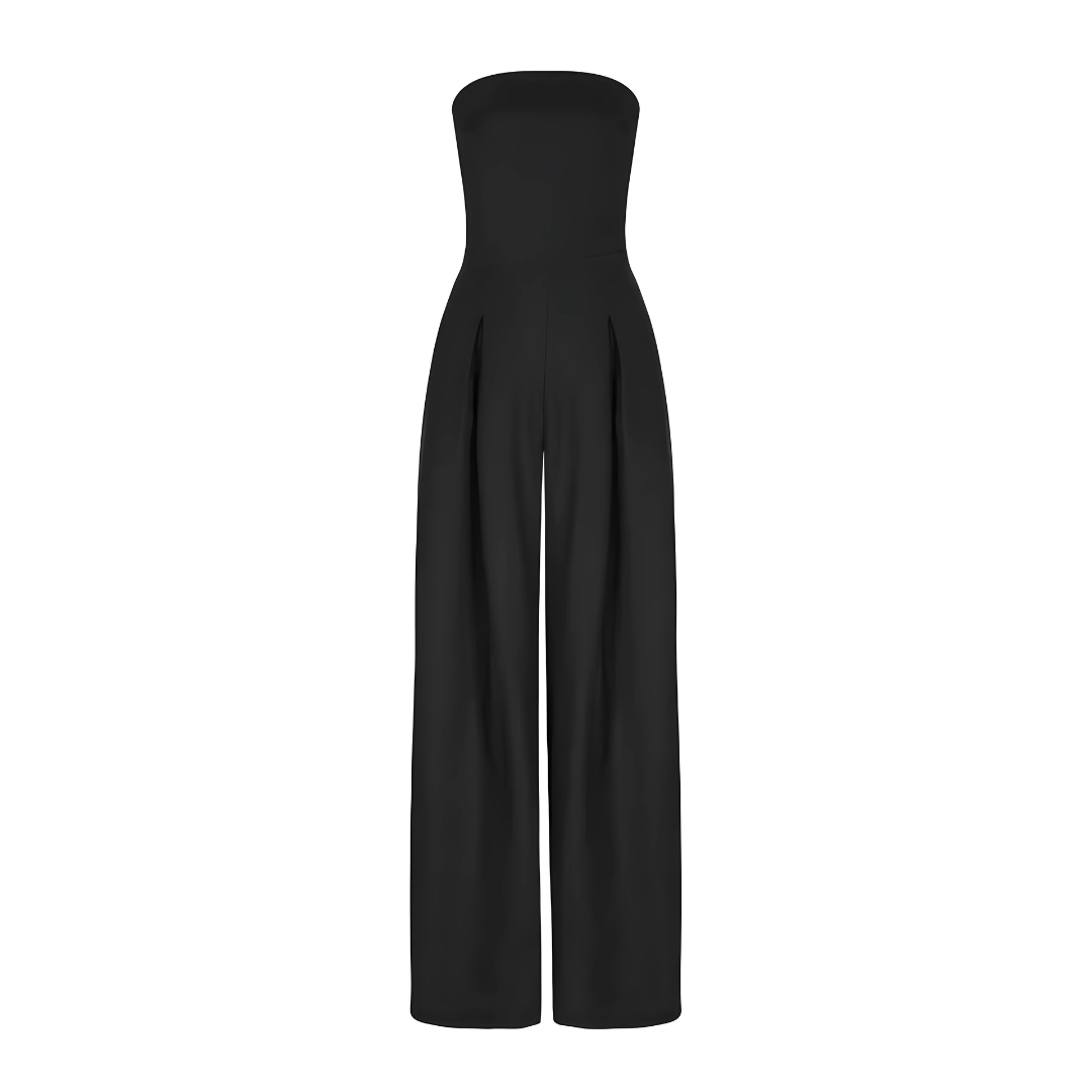 Stropløs damejumpsuit med brede ben