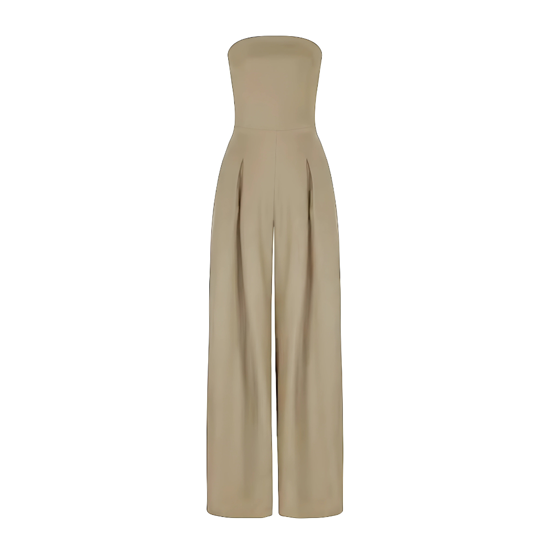 Stropløs damejumpsuit med brede ben