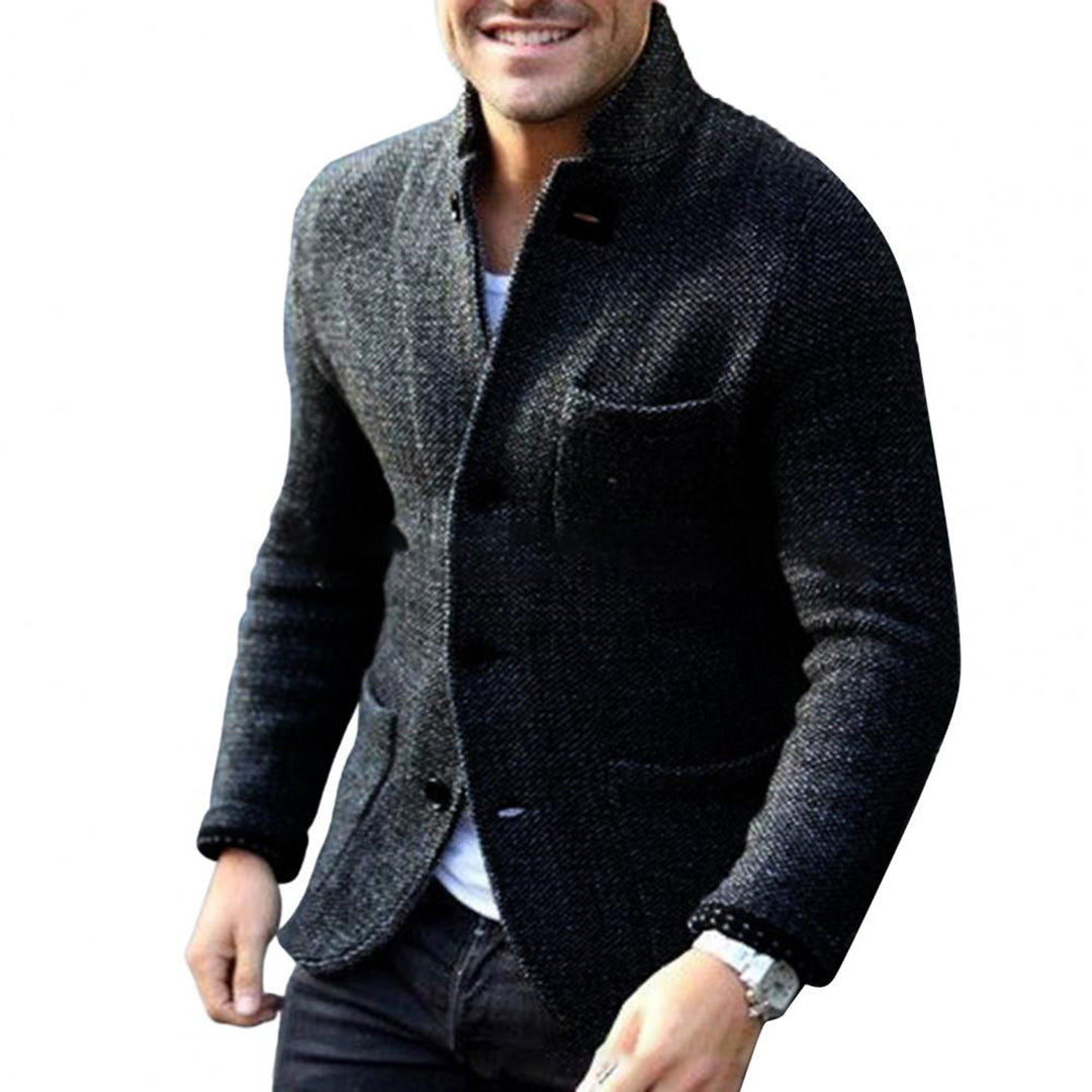 Strukturstrikket blazer-cardigan til mænd