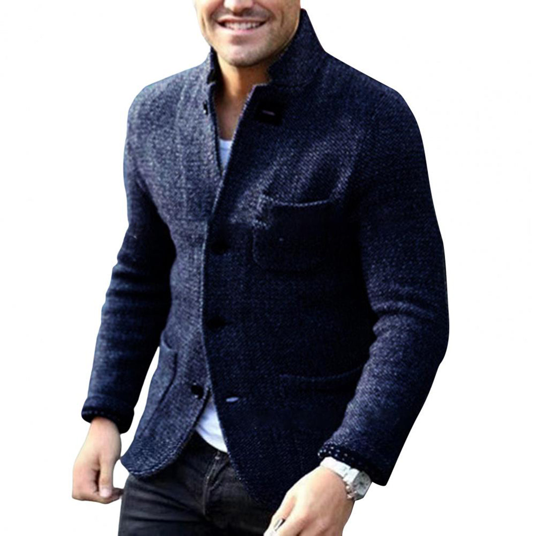 Strukturstrikket blazer-cardigan til mænd