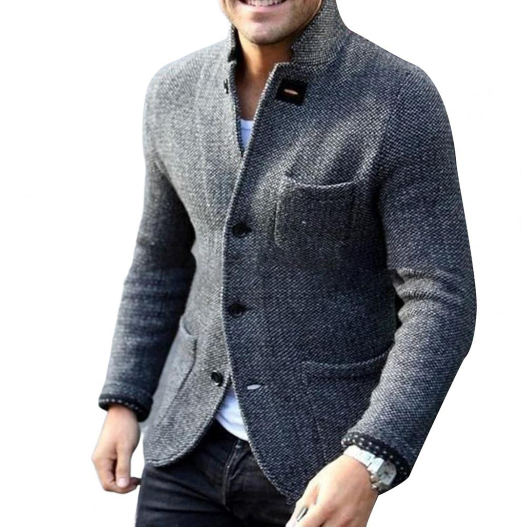 Strukturstrikket blazer-cardigan til mænd