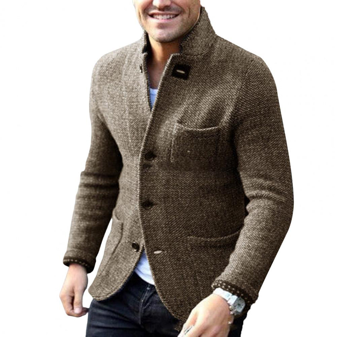 Strukturstrikket blazer-cardigan til mænd