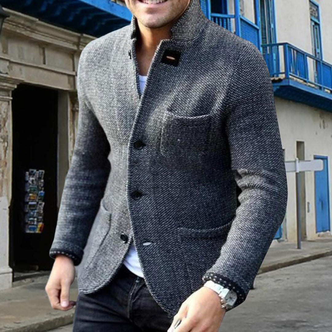 Strukturstrikket blazer-cardigan til mænd