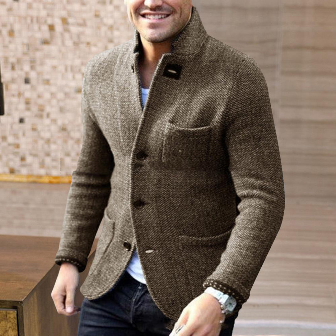 Strukturstrikket blazer-cardigan til mænd