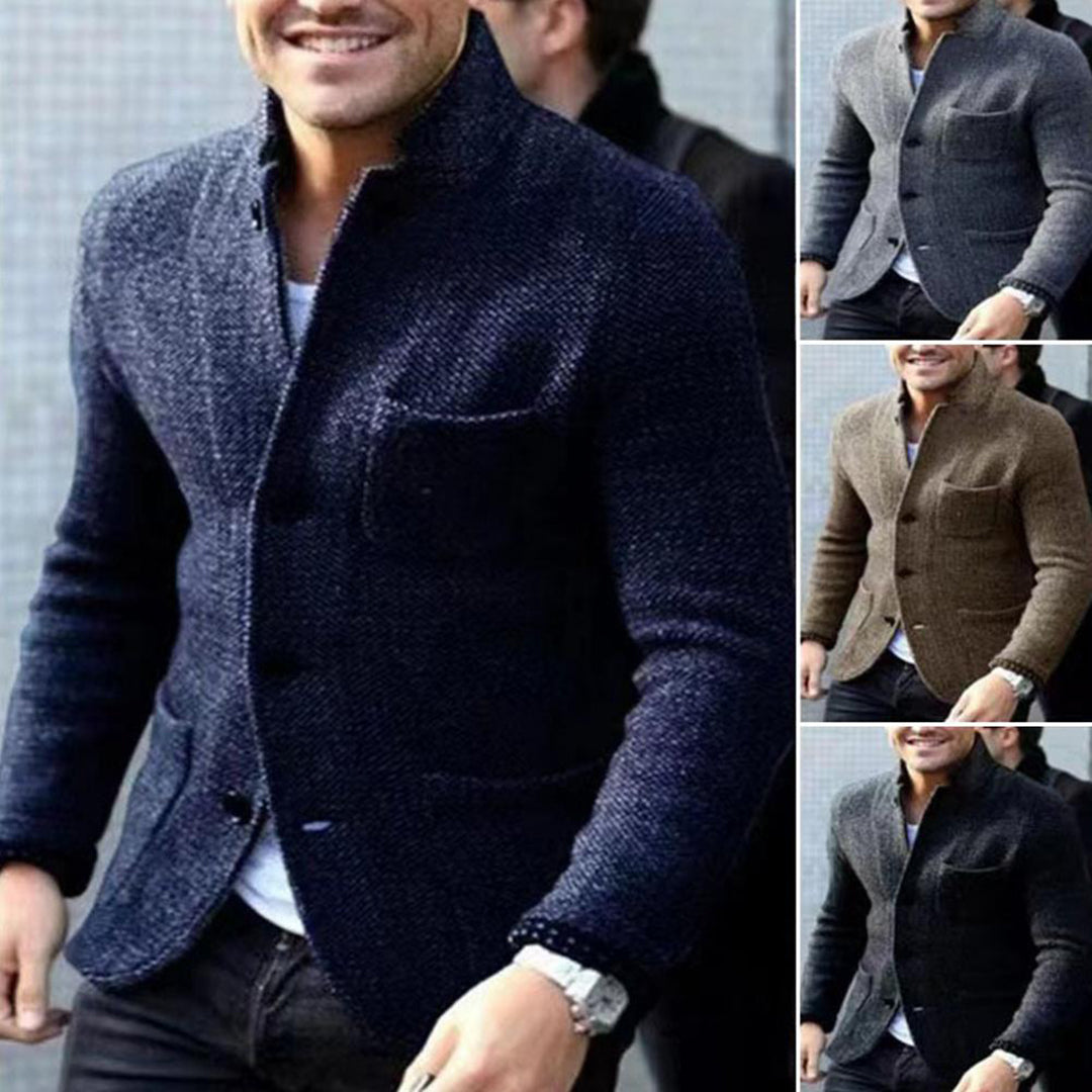 Strukturstrikket blazer-cardigan til mænd