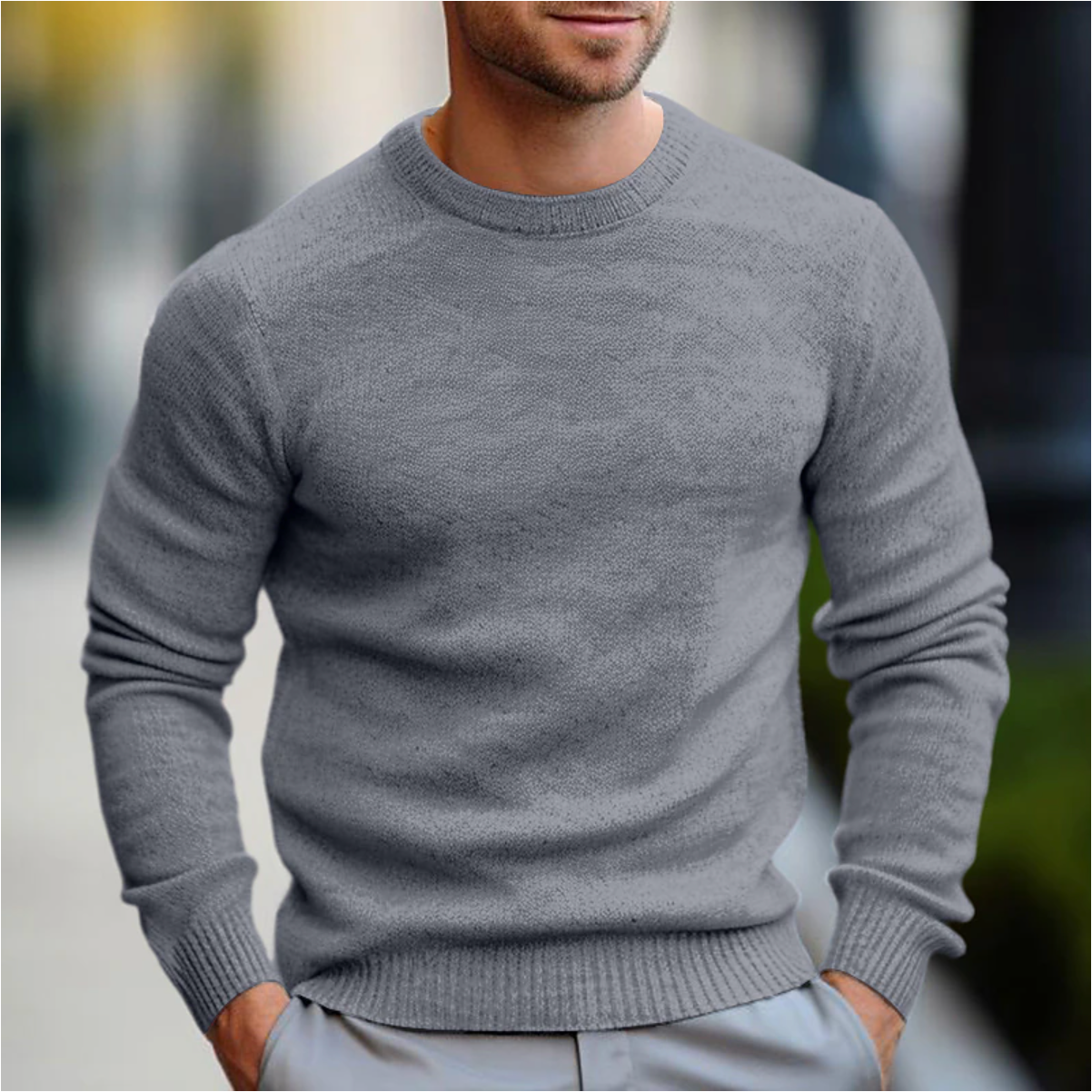Sweater med rund hals til mænd - Langærmet