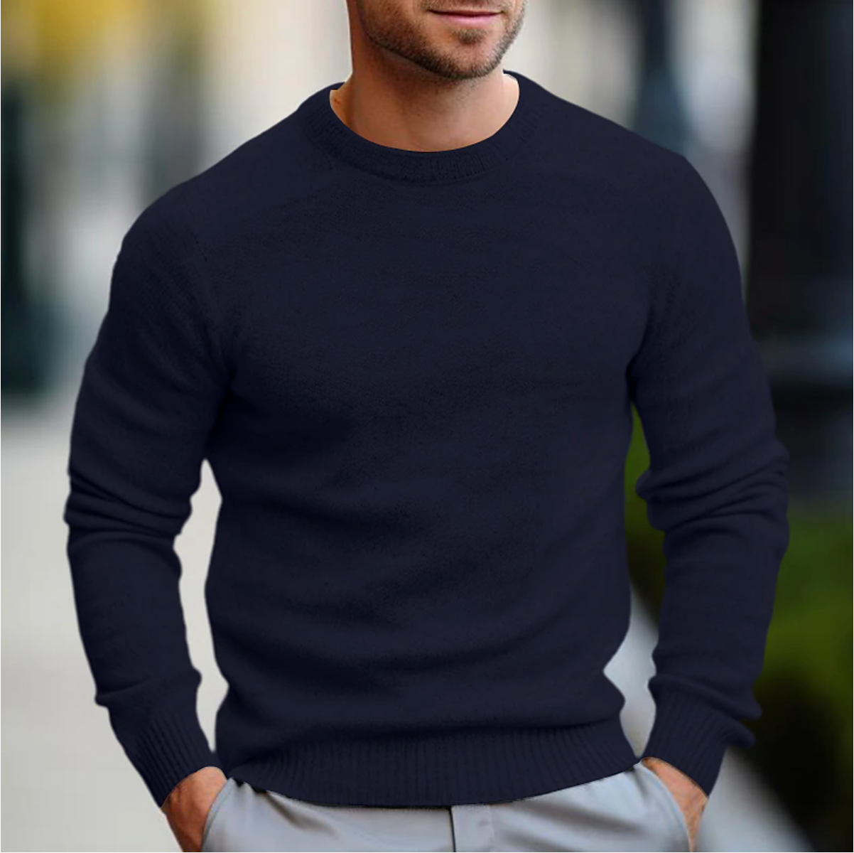 Sweater med rund hals til mænd - Langærmet
