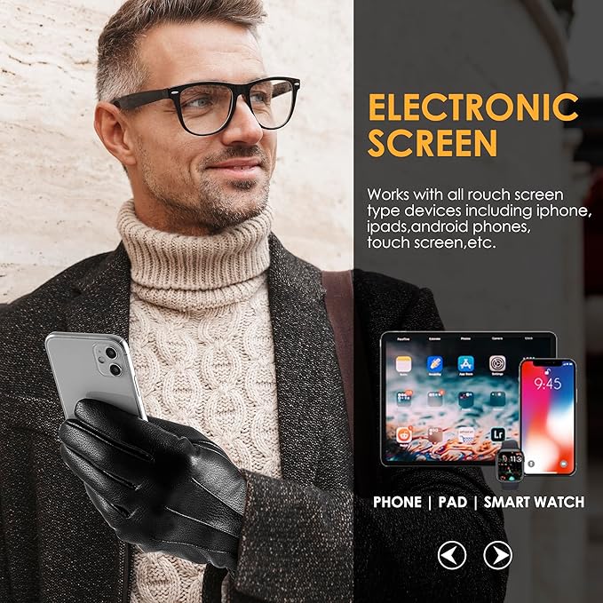 Touchscreen-vinterhandsker i ruskind