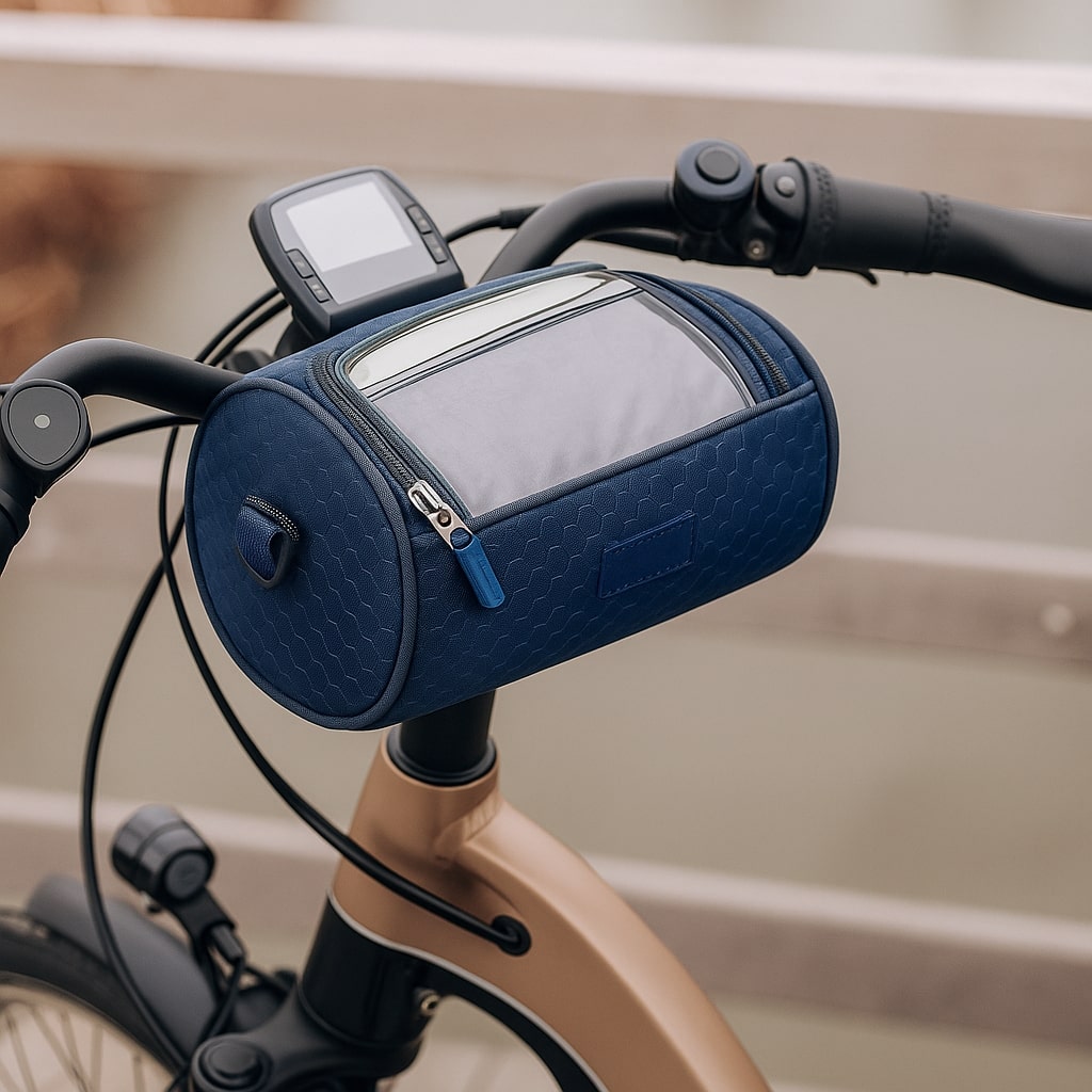 Touchskærmskompatibel cykeltaske med universelt velcrosystem