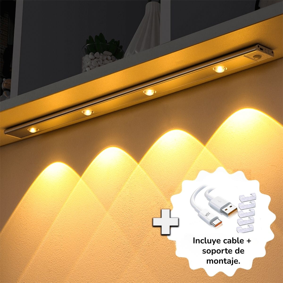 Trådløs LED-lampe med bevægelsessensor