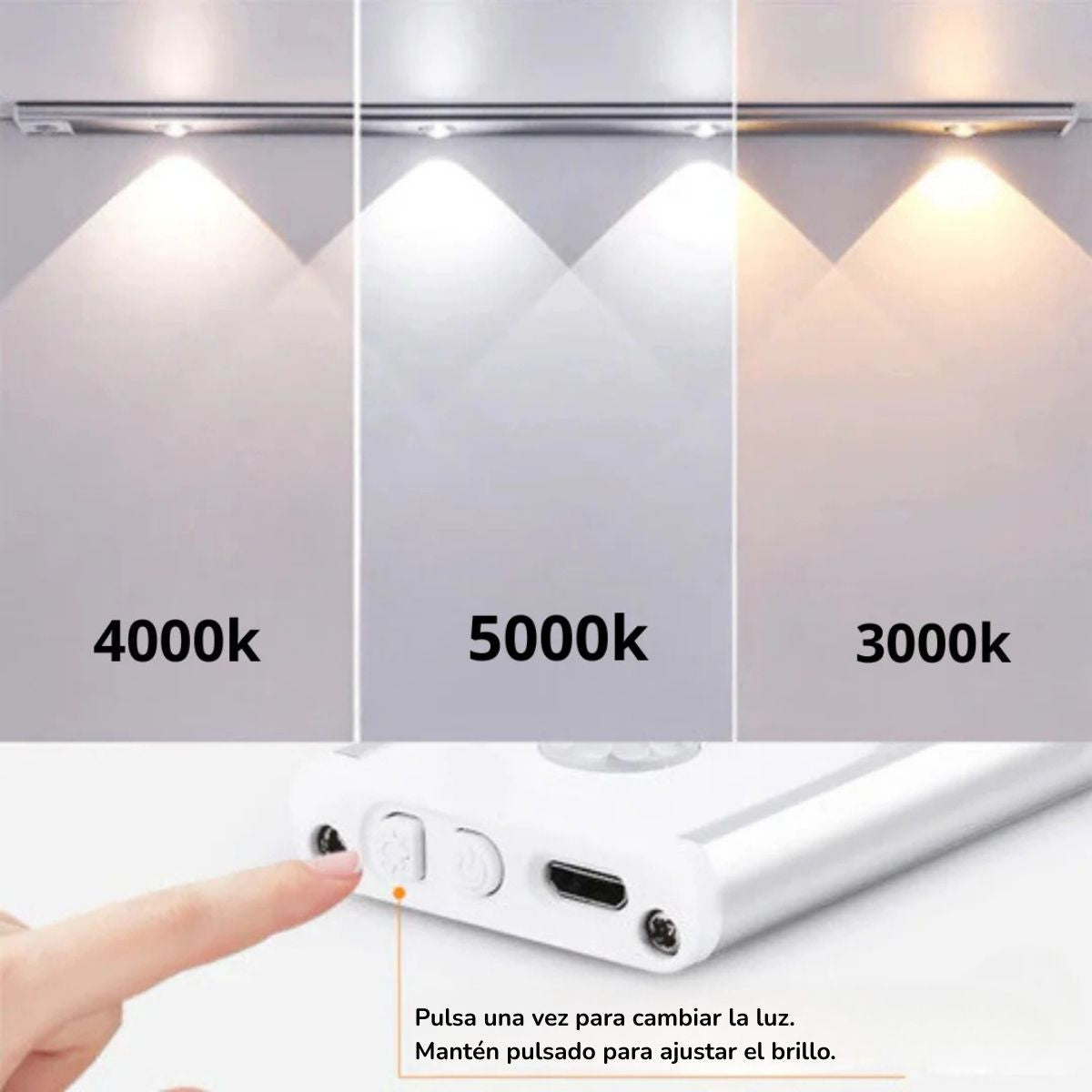 Trådløs LED-lampe med bevægelsessensor