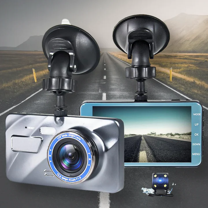 Trådløst dashcam til bil med for- og bagkamera og nattesyn