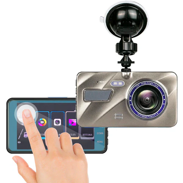 Trådløst dashcam til bil med for- og bagkamera og nattesyn