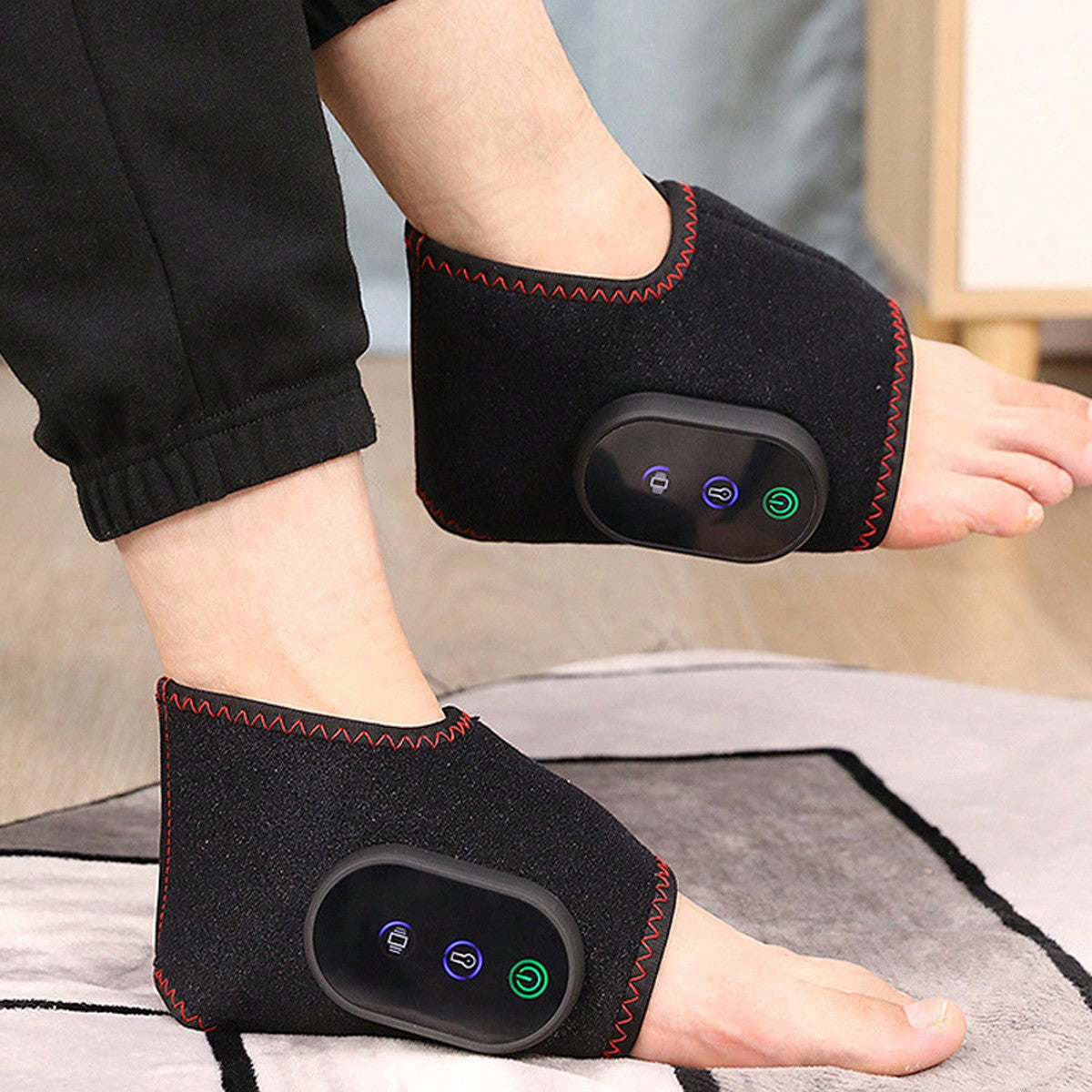 Trådløst opvarmet benmassageapparat med kompressionsomslag til kontorbrug