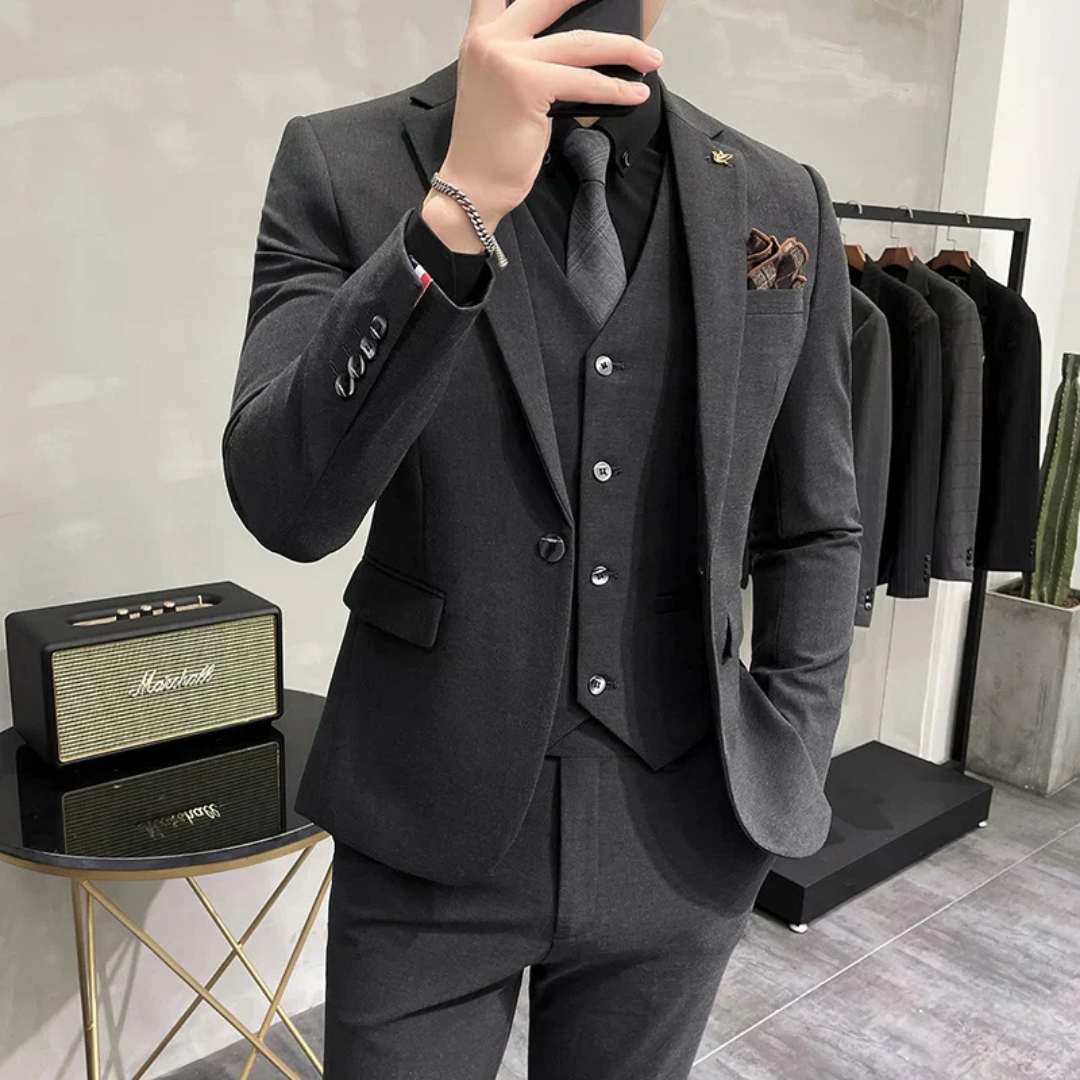 Tredelt slim fit-jakkesæt til mænd | Formelt efterår